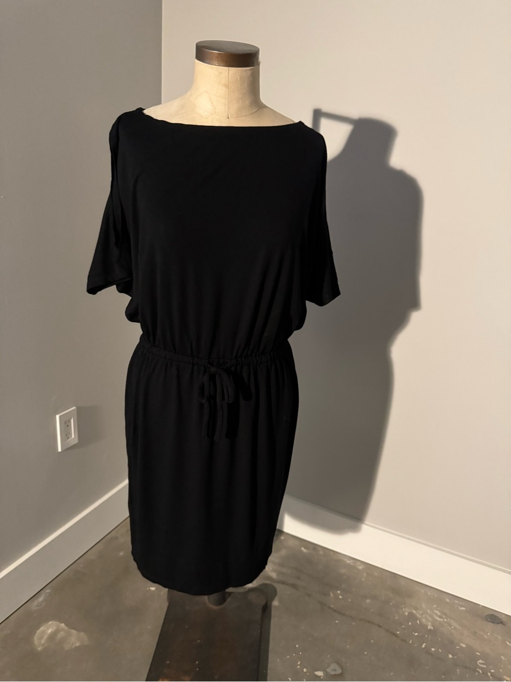 Cynthia Rowley Black Drawstring Midi Dress